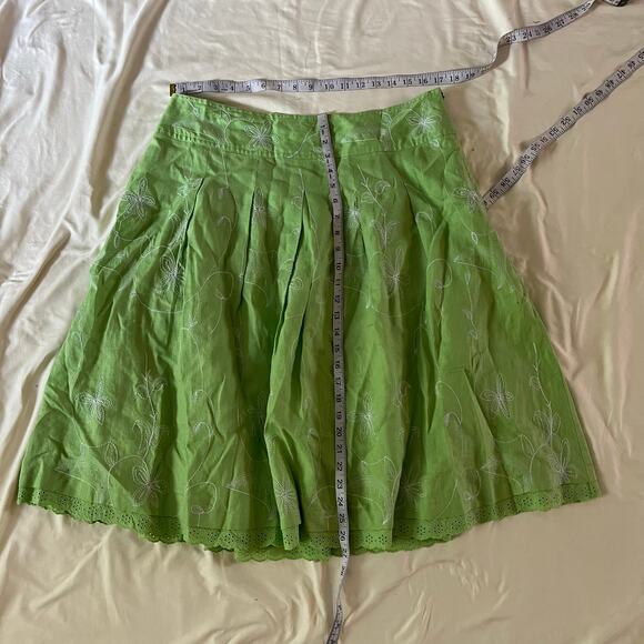 Y2K 2000s Green Linen Floral Embroidered Maxi Skirt Sz 14 Fairycore - Picture 8 of 8